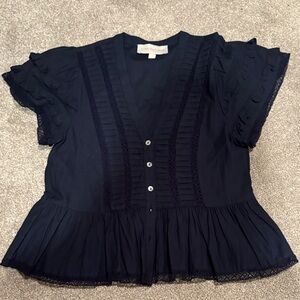 Love the Label Navy Ruffle Sleeve Blouse